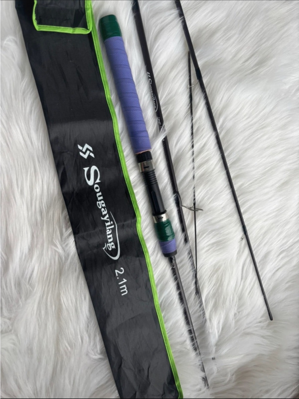 Fishing Rod - Black with Purple and Green Accents